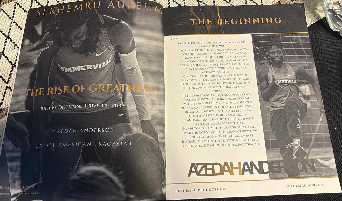 Aureum athletics cover artwork featuring a sprinter